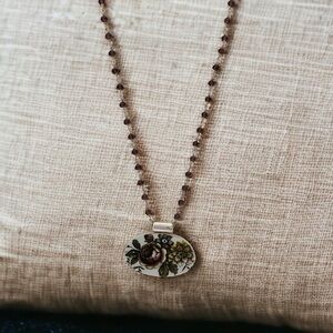 Broken china pendant. Artisan made.